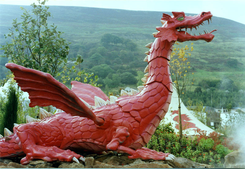 Dragon sculpture at Ebbw Vale Garden Festival, 1992.